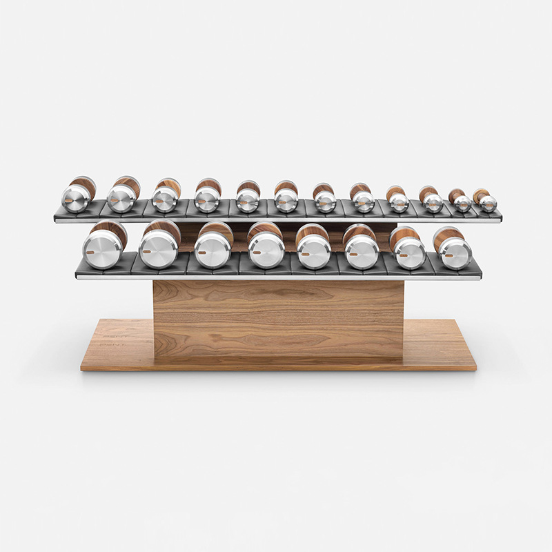 Home Gym Dumbbell Set - Zestaw hantli, ekskluzywny, drewniany sprzęt fitness,