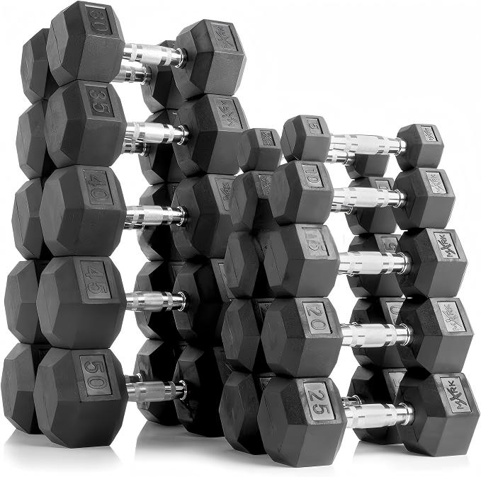 Home Gym Dumbbell Set - Hantle sześciokątne z gumową powłoką premium
