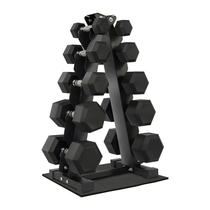 Home Gym Dumbbell Set - Zestaw hantli sześciokątnych z gumową powłoką