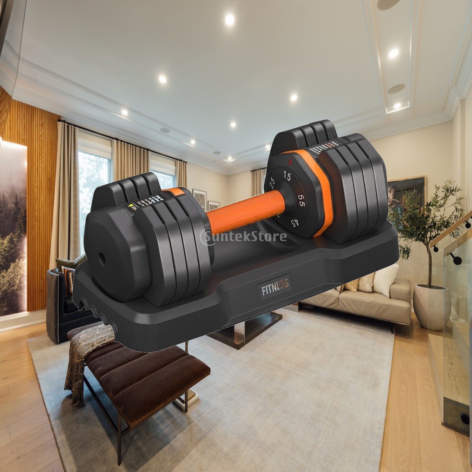 Home Gym Dumbbell Set - Regulowany hantel z formowaną podstawą, zestaw